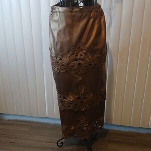 Elegant Brown Lace Maxi Skirt